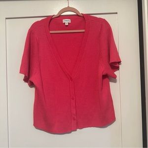 The Drop Magenta Pink Short Sleeve Cardigan